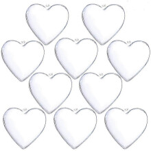 10-Pack 3.94 inch Clear Plastic Fillable Christmas DIY Craft Ball Ornaments (Heart)