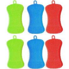 Antibacterial Silicone Scouring Pad & Brush - Multi-Purpose Kitchen Cleaning Sponge with Bristles for Tough Stains
