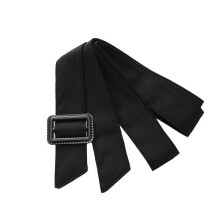 Adjustable Buckle Fit Long Belt Women Casual Outerwear Wide Waistband Clothing Ornament Black