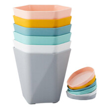 Geometric Design Plant Pots, Drainage Hole Plastic Planters, 6 Pack for Indoor Decorative Flower Pots, Multi-Colored Small Nursery Pots, Durable
