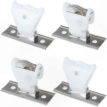 White Plastic & Stainless Steel Cord Locks with Swivel Pulleys for Roman Blinds and Woven Wood Shades (4 Pack)