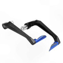 Handlebar Protector Guard for Motorcycle Brake Clutch Levers, Carbon Fiber Design, Blue (1 Pair)