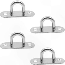 5mm Stainless Steel Eyelet Plate Hooks for Sunshade Accessories, 4-Pack, Durable 304 Material