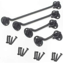 Stainless Steel Door Latch Hooks, 4 Pack Window Bracket Locks, Black, 75mm/100mm/150mm/200mm Sizes