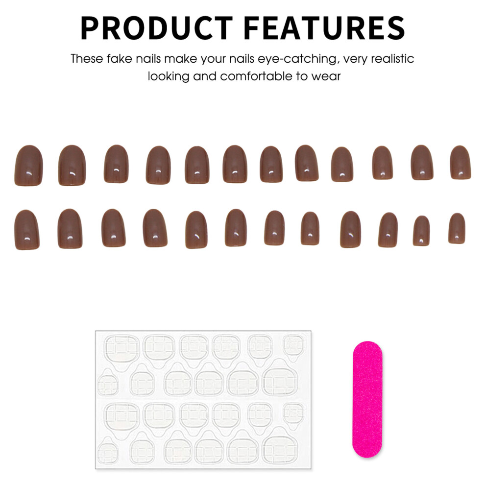Dachuang Beauty 24Pcs Coffee Milk False Nails Lightweight