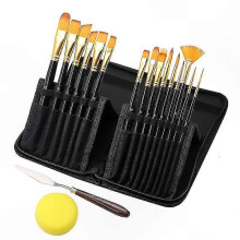 Art Brushes Set, 15PCS Professional Painting Tools for Acrylic, Watercolor, Gouache, Includes Palette, Knife, Sponge Ball