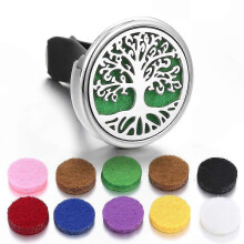 Silver Stainless Steel Oil Diffuser with 20 Replacement Felts for Automotive Air Freshening, 2 Pack