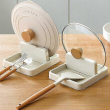 Stovetop Spoon and Lid Organizer, Kitchen Utensil Rest with Lid Holder, Plastic Pot Accessory Keeper