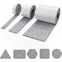 Self-Adhesive Felt Rolls, Non-Slip Grey Felt Pads for Furniture Protection, Easy Cut to Any Size or Shape (3 Rolls, Widths: 10+5+2)
