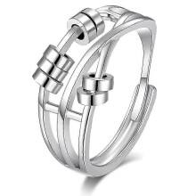 Fidget Spinner Ring for Anxiety Relief, Adjustable Rainbow Bead Jewelry Gift