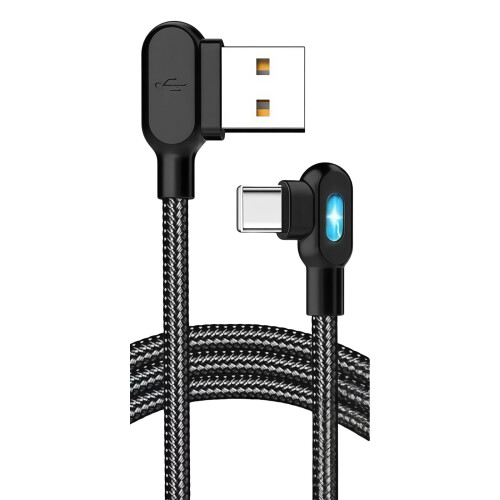 Heavy Duty USB to Type C Cable Double Angled-2m Black
