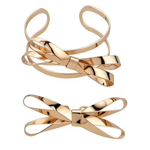 Stainless Steel Bowknot Ring And Bangle Set Elegant-Gold