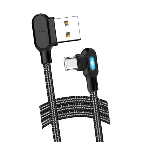 Type C Fast Charging Cable Double Angled Connectors-1m Black