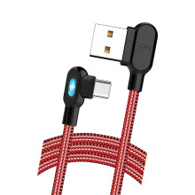 90 graden schuine Type C snelladende gevlochten kabel-2m Rood