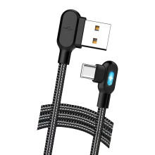Flexibles 90-Grad-USB-C-Kabel zum Spielen und-2m Schwarz