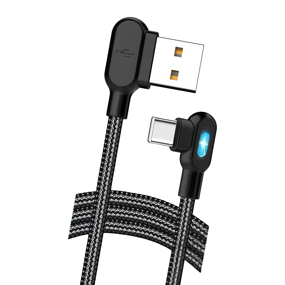 Double Angled Usb C Charging Cable Fast Speed Data-2M Black 7751001617089