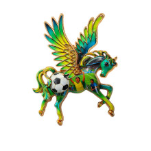 Sparkling Flying Horse Brooch Enamel Animal Shaped Pin-Green
