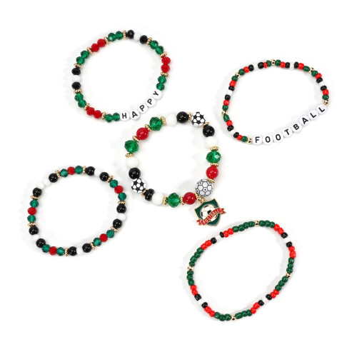 Adjustable Soccer Themed Beaded Wristband Perfect For-Section 2