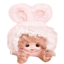 Elegant Rabbit Ears Key Accessory Smooth Coating Doll-Pink