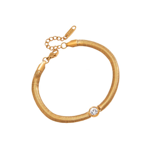 Delicate Snake Chain Design Zircon Bracelet-JDB0112229 2