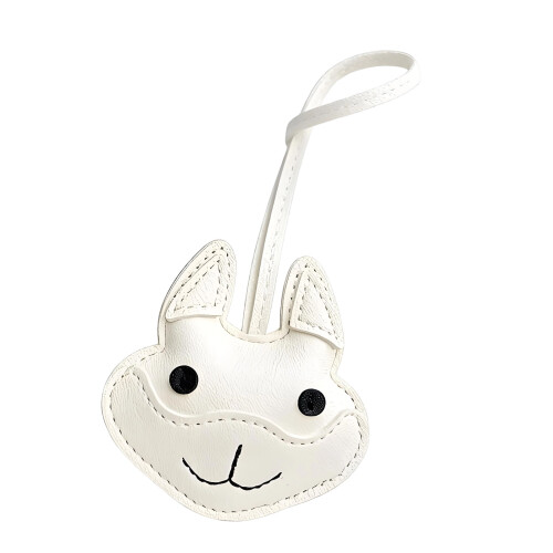 Unique Husky Pattern Keychain Ornament PU Leather Key-White