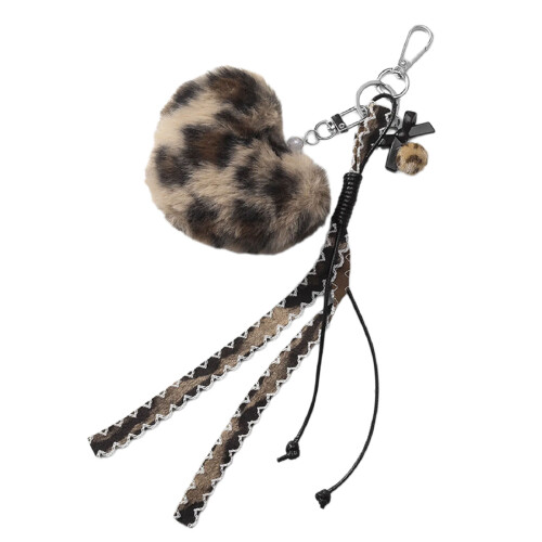 Unique Leopard Design Plush Key Ring Pendant Perfect For-love