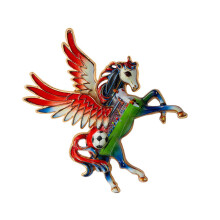 Modieuze vliegende paard pin voor dames heren emaille-rood blauw