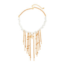 Trendy chokers ketting met laagjes kralen en parels en-Goud