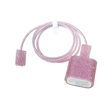 Luxuriöse Strass-Schutzhülle für Telefon, Schnellladeblock,-Rosa