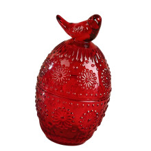 Elegant Glass Jewelry Storage Box With Bird Shape Lid For-Red