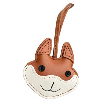 Creative Husky PU Leather Keychain Fashionable-Light Coffee
