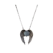Modieuze blauwe kristallen Spectre Wing ketting handgemaakt met