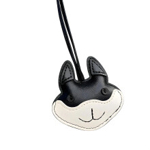 PU Leather Husky Ornament Versatile Bag Decoration for-Black