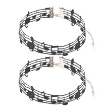 2Pcs Chic And Lightweight Black Note Clavicle Necklace With-2