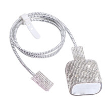 Glitzerndes Handy-Ladeschutz-Set mit Strasssteinen,-Silber