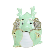 Handgeschilderde emaille legering sieraden houder-Chenlong groen