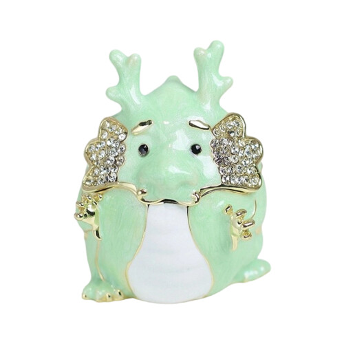 Handgeschilderde emaille legering sieraden houder-Chenlong groen