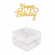 Money Cake Mold Set with Glitter Birthday Topper, ATM Money Box for Cakes, Gold Happy Birthday Decoration