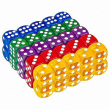 50-Pack 14mm Translucent and Solid 6-Sided Dice for Games, Casino Themes, Math Teaching, and Activities