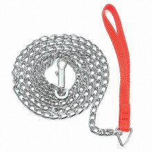 1.6m Durable Metal Chain Dog Lead with Red Handle for Walking and Training