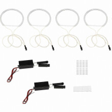 4-Piece White LED Halo Ring Kit for Car Headlights DRL Turn Signal Angel Eyes CCFL Lamps Compatible with E36 E46 E39 E38 Models