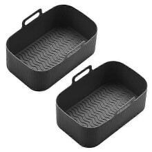 2Pcs Silicone Pot for Air Fryer Silicone Air Fryer Liner Black