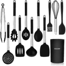 Silicone Cooking Utensils, 12 Pcs Heat Resistant Silicone Utensils, Kitchen Utensil Set For Cooking, Includes Spoon/spatula/storage Jar TY