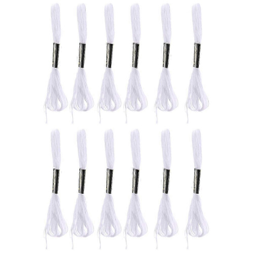 12x White Anchor needle Cotton Embroidery Thread Floss