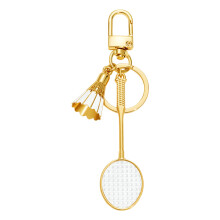 Gouden metalen tennisracket sleutelhanger Prachtig