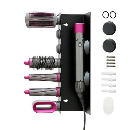 Efficient Blow Dryer Storage Rack With 7 Dedicated Slots-Black