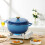 Blue,6QT Cast Iron Enamel Pot Cooking Pot with Gloves 11
