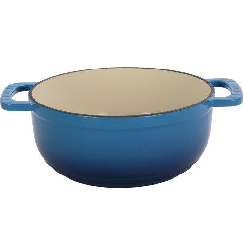 Blue,6QT Cast Iron Enamel Pot Cooking Pot with Gloves 1