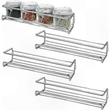 4-Pack Chrome Wall Mounted Spice Racks for Kitchen Cabinets and Walls - Space-Saving Herb and Condiment Storage Solution
