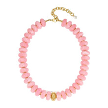 Elegant Acrylic Beaded Lariat Necklace Versatile Wear For-Pink